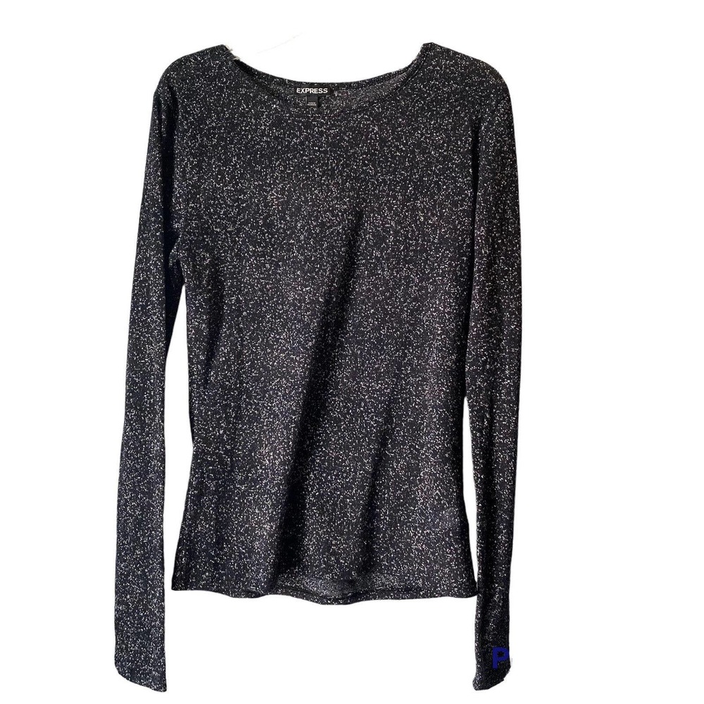 Express Shirt Women's M Black Long Sleeve Pullover Lightweight Semi-Sheer